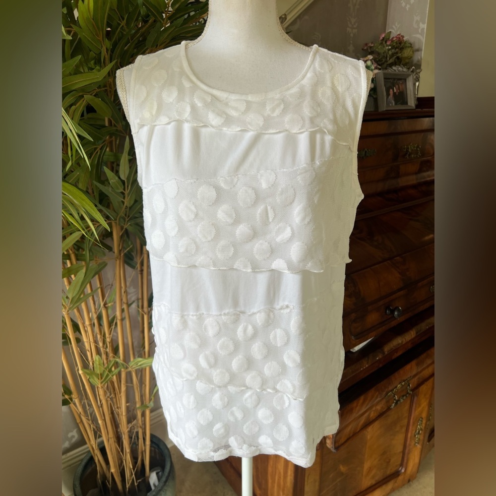 Dana Buchman lace tank top blouse, extra large white excellent condition - Picture 10 of 14
